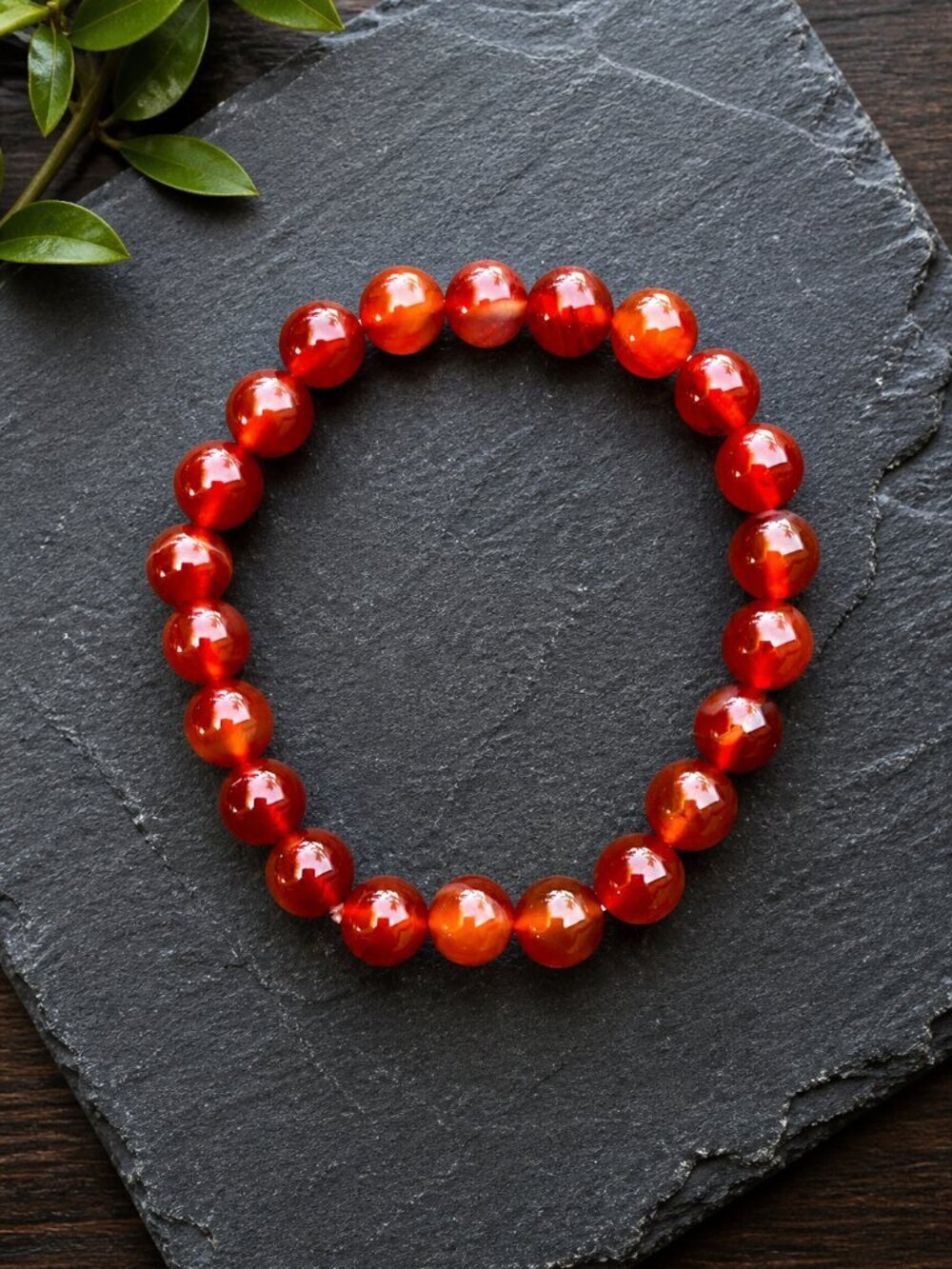 Carnelian Gemstone Stretch Bracelet | Handmade - Picture 5 of 6